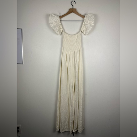 Anthropologie Steele Off Shoulder Sweetheart Smocked Wide Leg Lena Jumpsuit Sz S - Picture 7 of 10